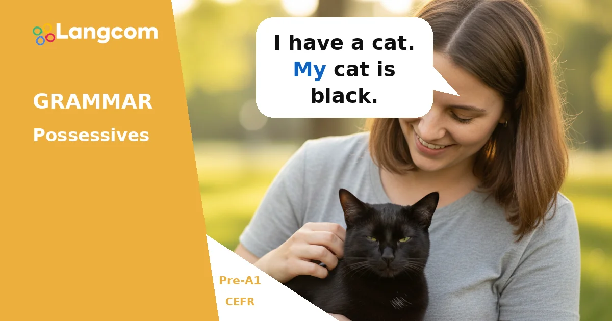 Possessivadjektive im Englischen lernen: My, Your, His, Her (Grammatik vor A1) Learn Possessive Adjectives in English: My, Your, His, Her (Pre-A1 Grammar) — Pre-A1 English grammar lesson by Langcom