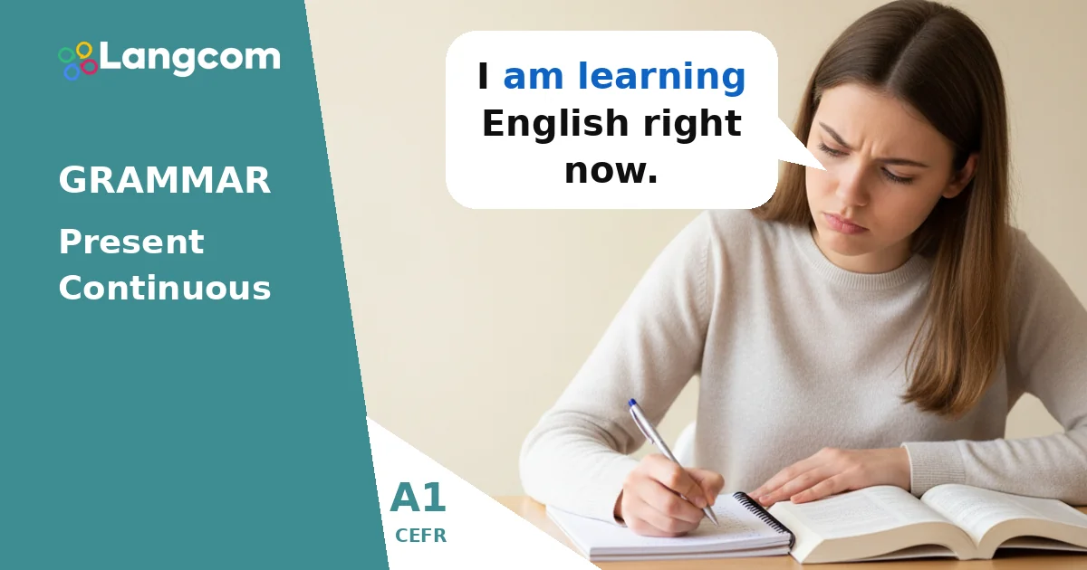 Master the Present Continuous (Positive) for A1 English — A1 English grammar lesson by Langcom