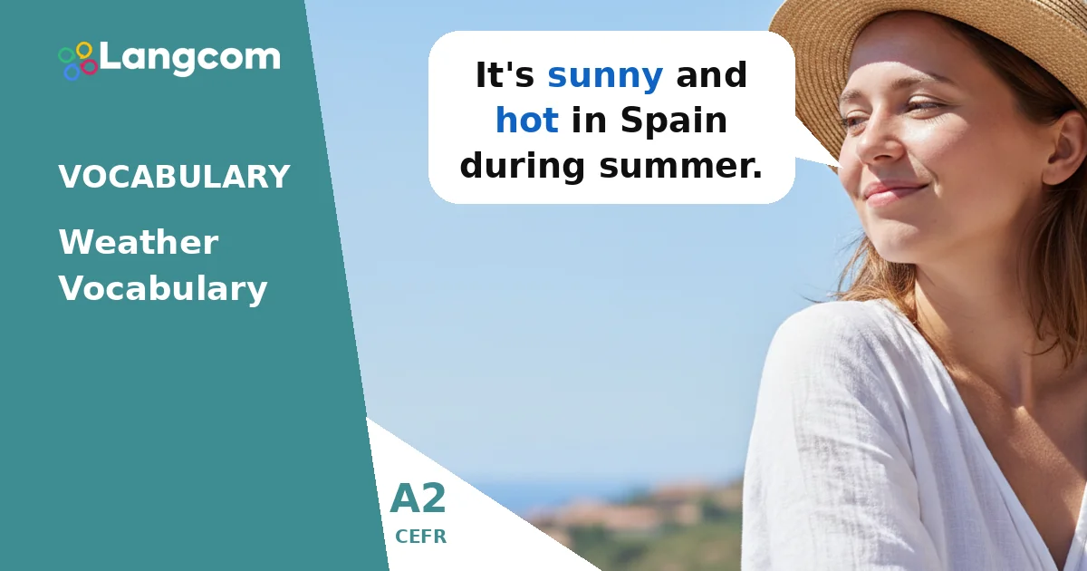 A2 Weather Vocabulary: Describing the Sky, Sun, and Temperature — A2 English vocabulary lesson by Langcom